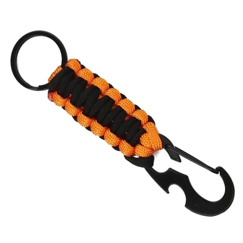 Outdoor Keychain Ring Camping Carabiner Military Paracord Cord Rope Camping Survival Kit Emergency Knot Bottle Opener Key Chain