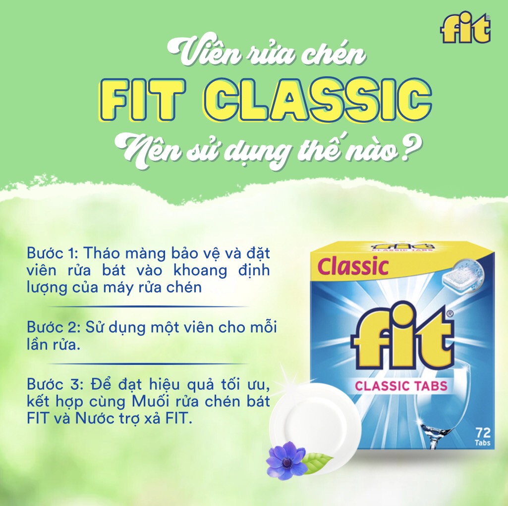 Combo 2 hộp viên rửa chén FIT Classic 144 viên (1.2kg/hộp)