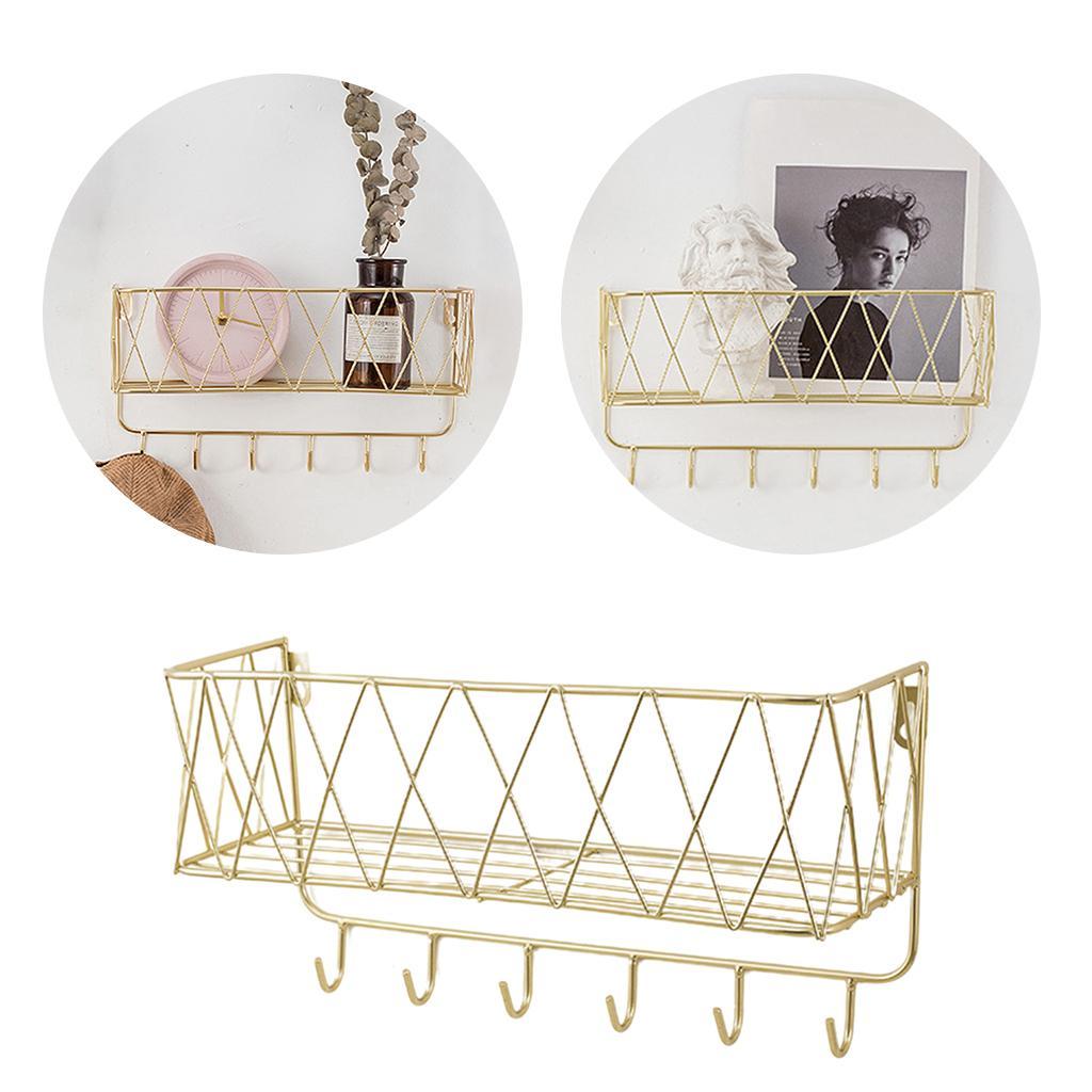 Key Rack Mail Holder Home Organizer Hooks Letter Sorter Shelf Storage Golden