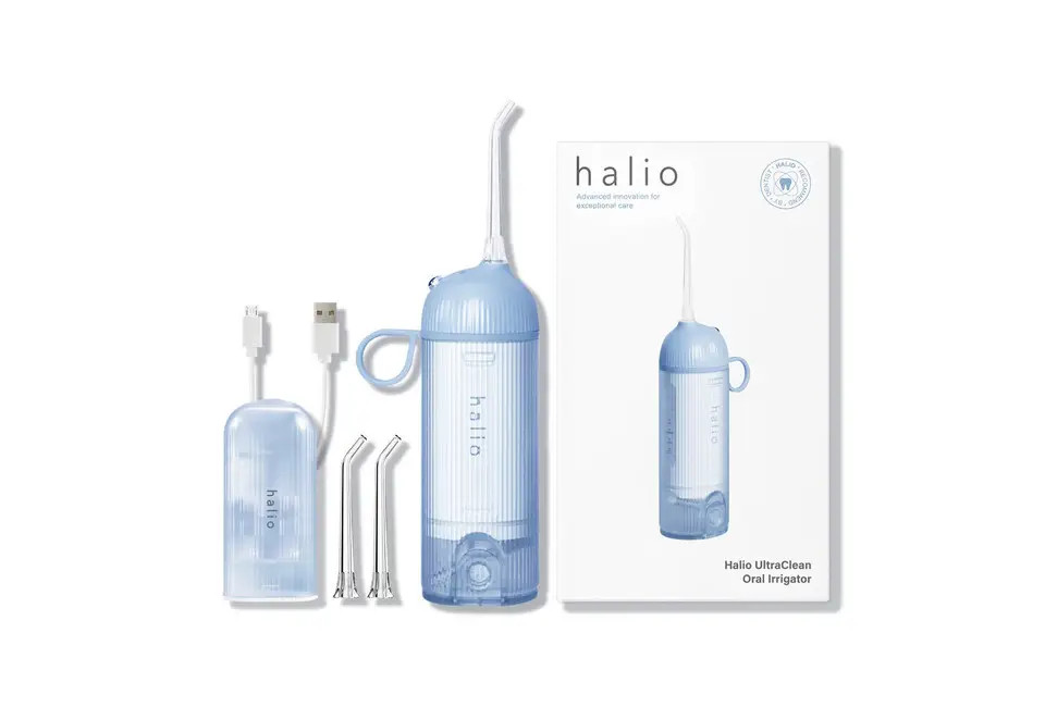 Combo Máy Tăm Nước Cầm Tay Halio UltraClean - Blue Và Bàn Chải Điện Làm Trắng Răng Midnight Blue