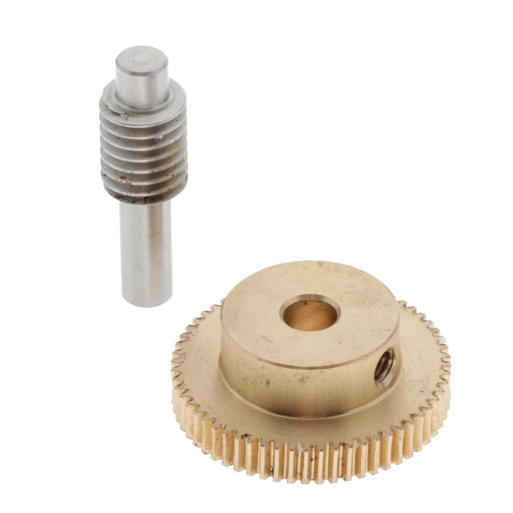 0.5 Modulus Brass Worm Gear Wheel 60 Tooth + Steel Gear Shaft Set 2X