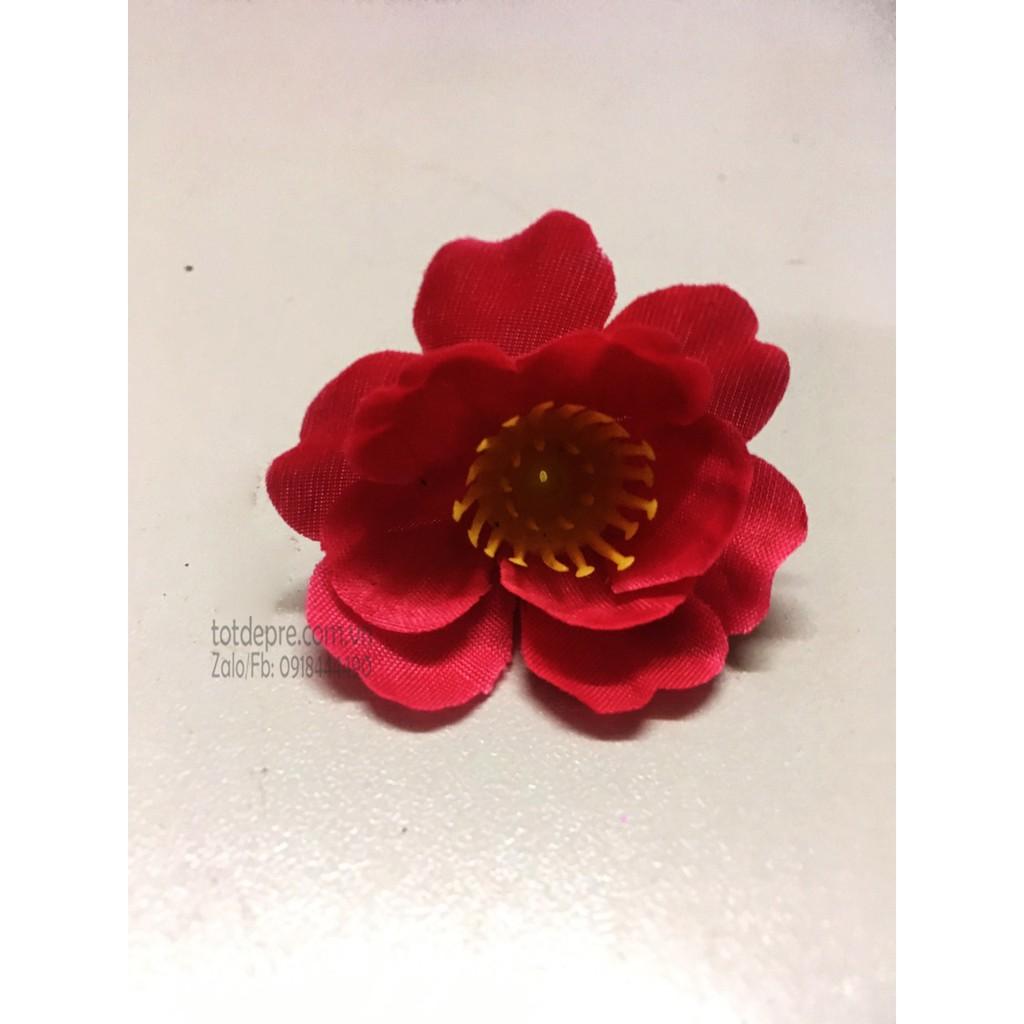 50 bông hoa đào, hoa mai vải trang trí Tết