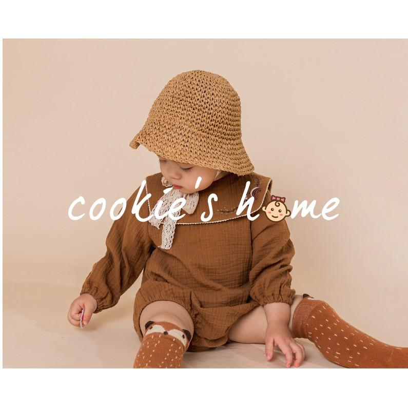 Set áo liền quần cotton cho bé gái sơ sinh phong cách hàn quốc quần áo dài tay cho bé gái hoạ tiết thêu chú sóc