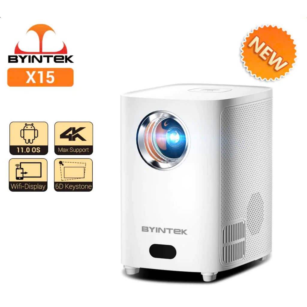 Máy chiếu mini BYINTEK X15 4K thông minh Android 11.0,Wifi, Full HD 1080P, LED -Máy chiếu phim tại nhà - Hàng nhập khẩu