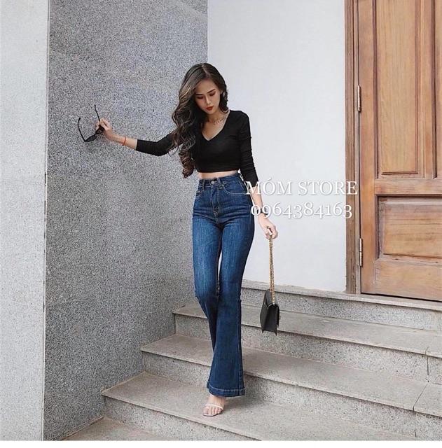 Quần Jean Loe Lưng Cao - Quần Loe Dáng Dài Line Bản To VNXK