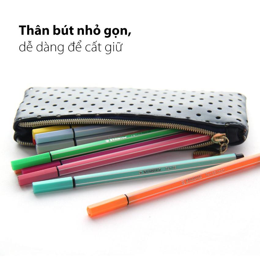 Bộ 9 bút lông STABILO Pen68 1.0mm màu xanh lá + sách tô màu SACB (PN68-C9G)
