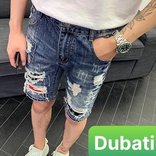 QUẦN SỌT SHORT LỬNG JEAN NAM CHẤT BÒ XANH LÓT VẢI ĐỎ KIỂU MỚI NHẬT BẢN CAO CẤP- DB 31- DUBATI FASHION