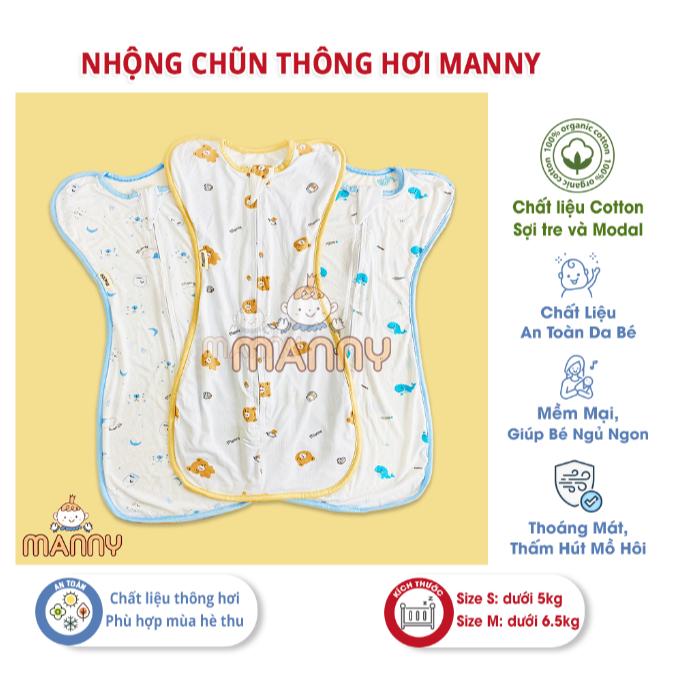 Nhộng Chũn, Nhộng Ngủ Thông Hơi MANNY Vải Thở Mềm Mại, Co Giãn Thoáng Khí Và Khóa 2 Chiều Tiện Lợi Cho Bé Dưới 6 Tháng - Thông Hơi Gấu Nâu