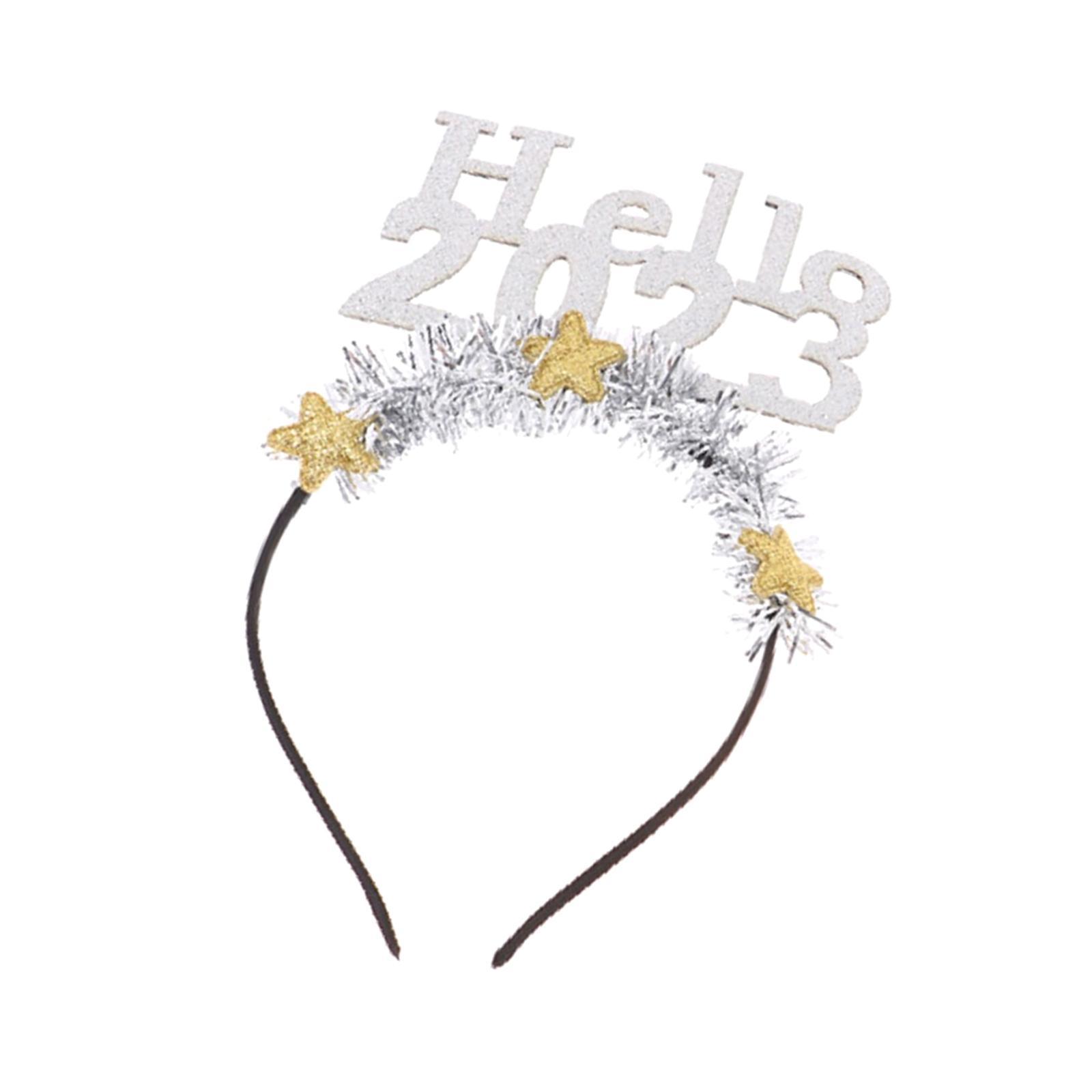 2Pcs Funny Happy New Year Headband Hair Hoop for Party Favor Kids