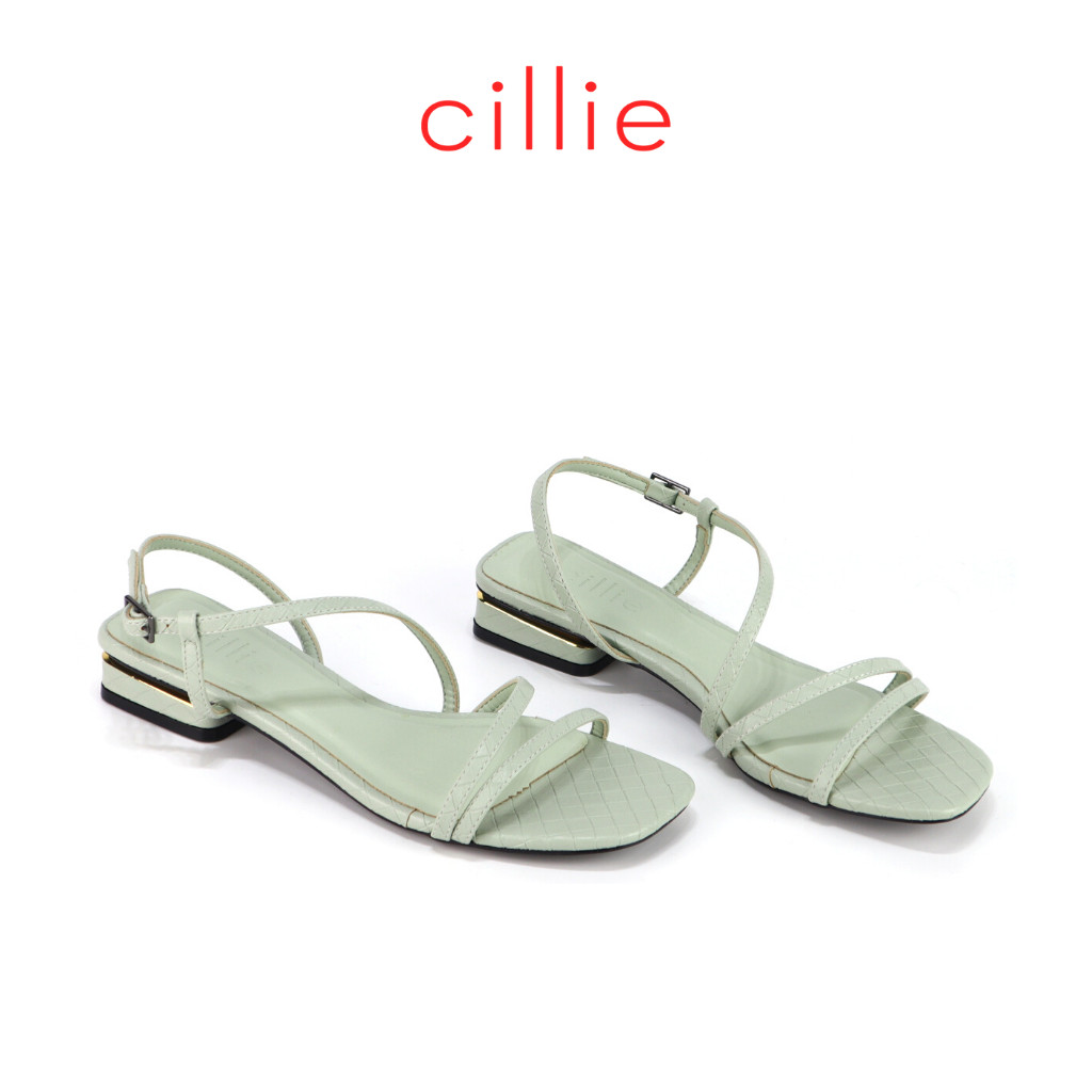 Giày sandal nữ mũi vuông quai dây thời trang du lịch đi chơi với màu pastel mới nhất gót phủ bạc cao 2cm Cillie 1160