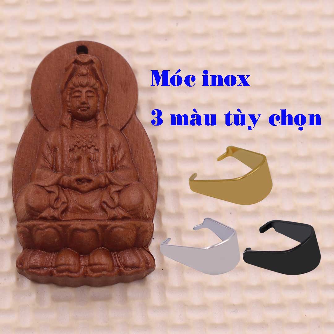 Mặt dây chuyền Quan âm bồ tát Gỗ đào kèm dây đeo - Mặt dây chuyền Phật phong thủy - Mặt Phật Gỗ bình an, may mắn