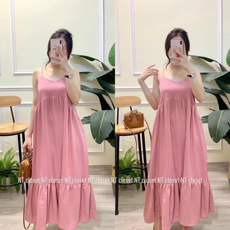 Đầm bầu hay dây Váy bầu sexy mặc nhà MAMA DRESS đi du lịch đi biển mùa hè mát lạnh dáng suông rộng cho cả mom k bầu V62