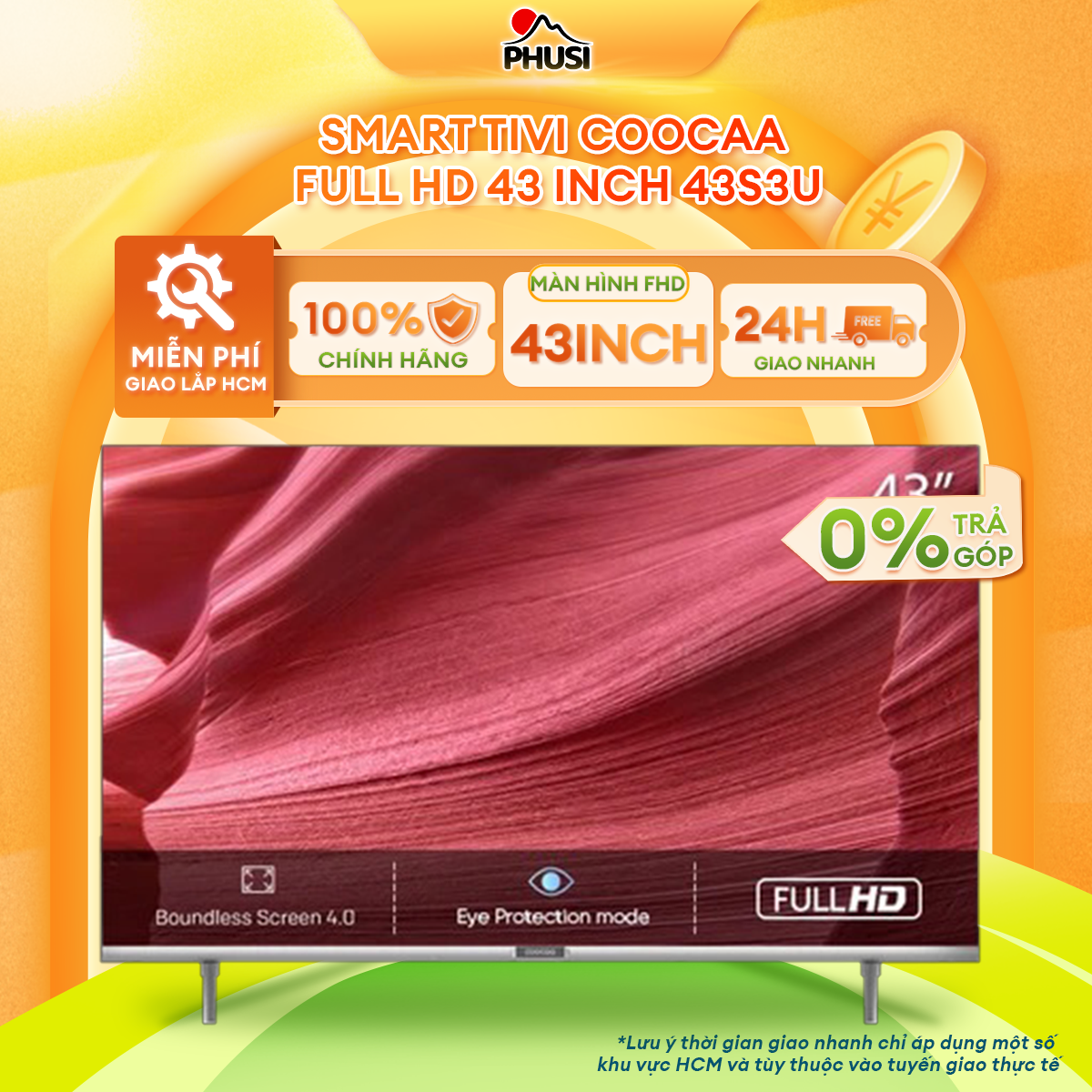 SMART TV HD Coocaa 43 inch 43S3U Full HD hàng chính hãng