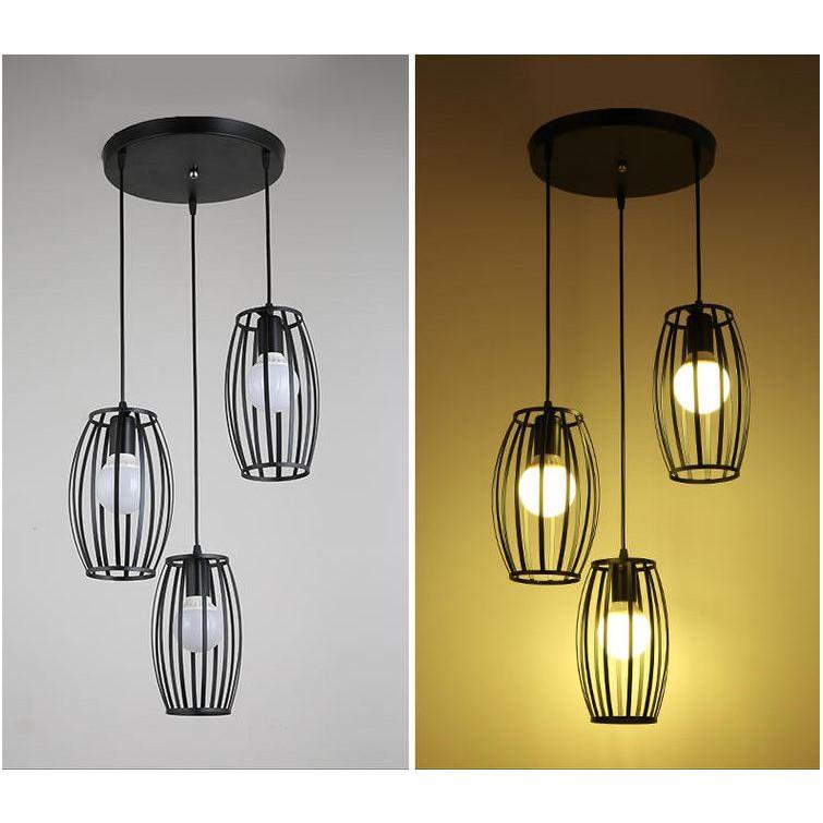 Bộ đèn thả treo trần lồng trụ LT100 - kèm bóng LED và đế ốp trần