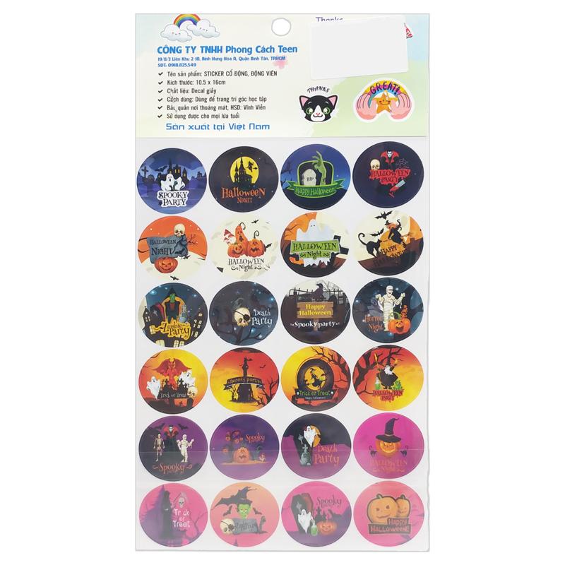 Bộ 240 Hình Sticker Cổ Động Halloween 02 - Teenage