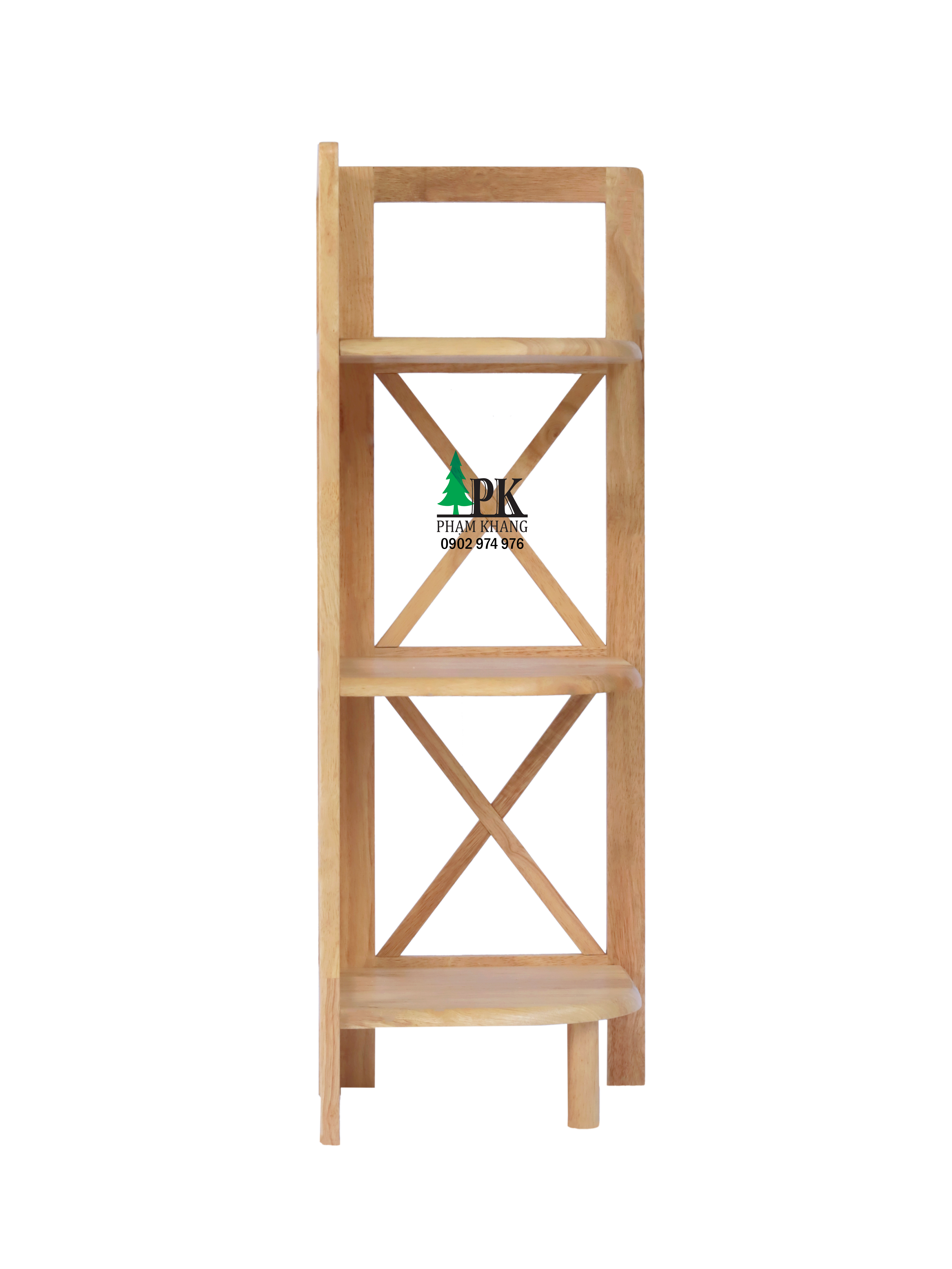 Kệ góc gỗ Phạm Khang 3 tầng rộng 32cm màu tự nhiên