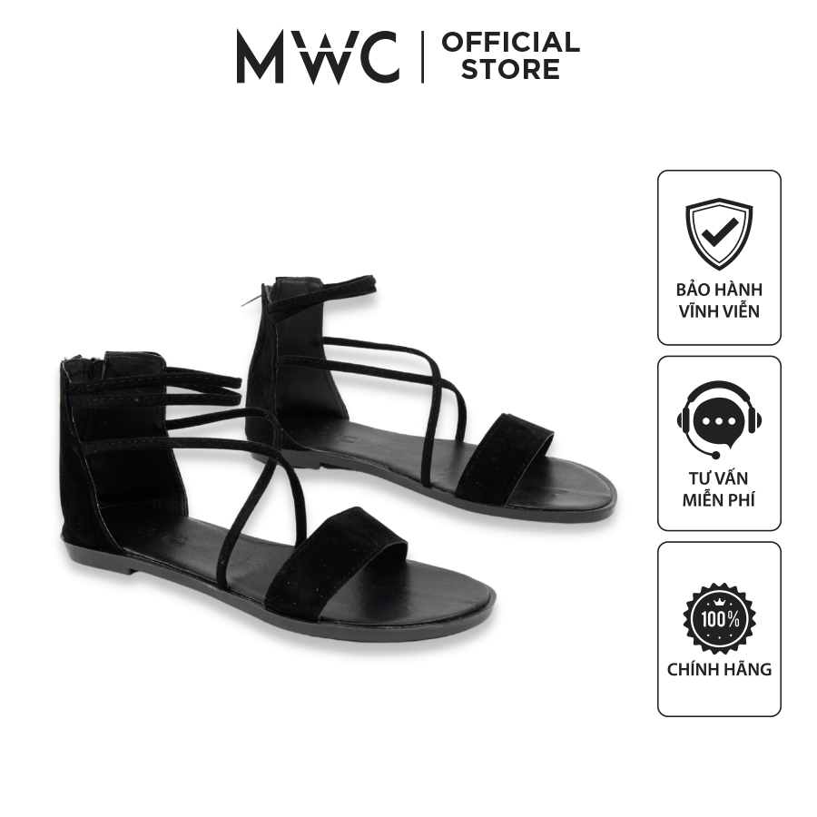 Giày Sandal MWC Đế Bệt Quai Ngang Thiết Kế Trẻ Trung Năng Động với 4 Màu Đen Xám Nâu Xanh Lá NUSD- 2509