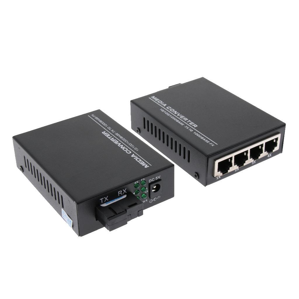2x 1000M Gigabit Ethernet Optic Fiber Transceiver 25Km RJ45 for 4xHD Cameras