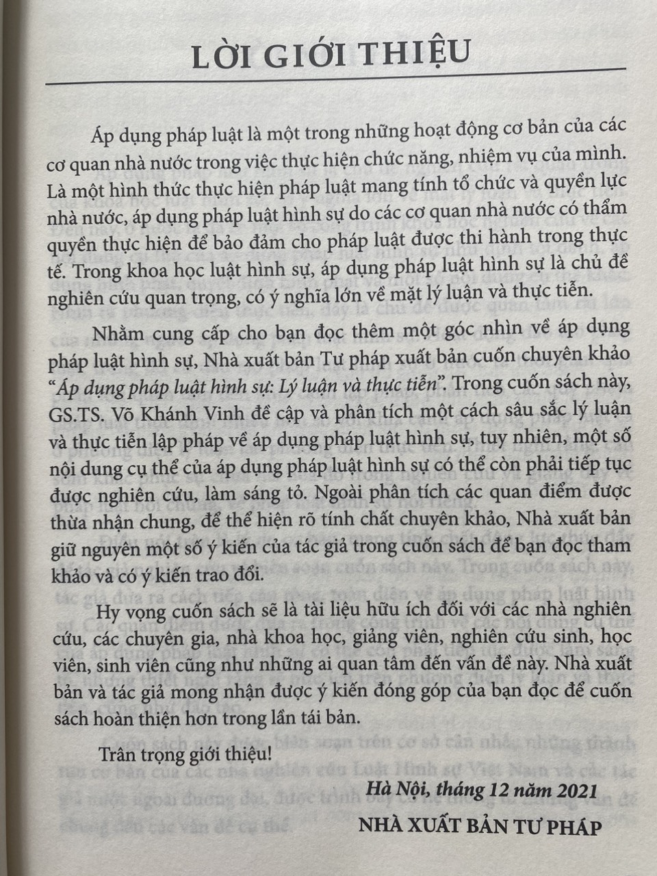 Áp Dụng Pháp Luật Hình Sự Lý Luận Và Thực Tiễn