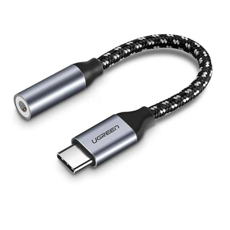 Cáp Chuyển USB TypeC sang 3.5MM Audio cao cấp màu Xám đen Ugreen UC30632AV142 Hàng chính hãng