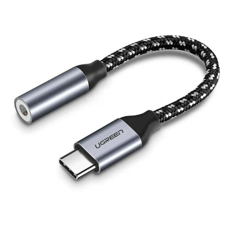 Cáp Chuyển USB TypeC sang 3.5MM Audio cao cấp màu Xám đen Ugreen UC30632AV142 Hàng chính hãng