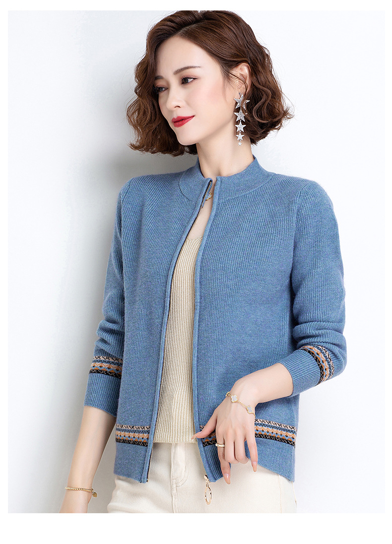Áo khoác len nữ cardigan họa tiết thổ cẩm kéo khóa siêu xinh - DL67182 - Hàng Quảng Châu