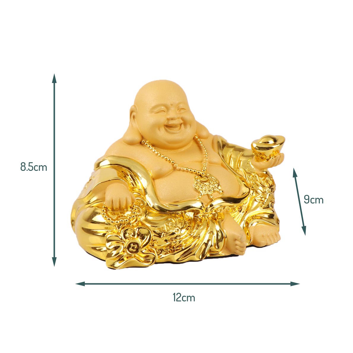 Tượng Phật Di Lặc Resin Phủ Vàng Sa Khoáng Trang Trí Xe Hơi Biểu Tượng Của Thịnh Vượng và Vạn Phúc