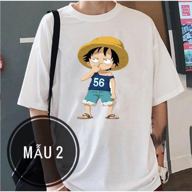 Áo thun Luffy mũ rơm    Áo phông cotton tay ngắn hoạt hình One piece đảo hải tặc unisex nam nữ bận đều đẹp