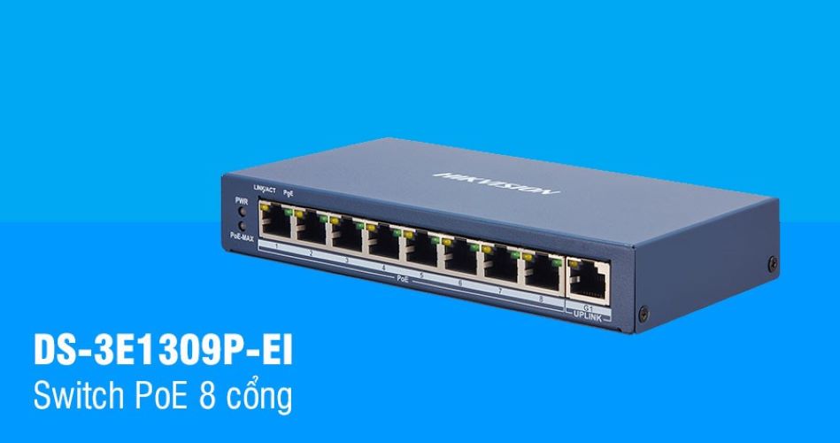 Switch bộ chia 8 cổng Poe thông minh HIKVISION DS-3E1309P-EI (Hàng chính hãng)