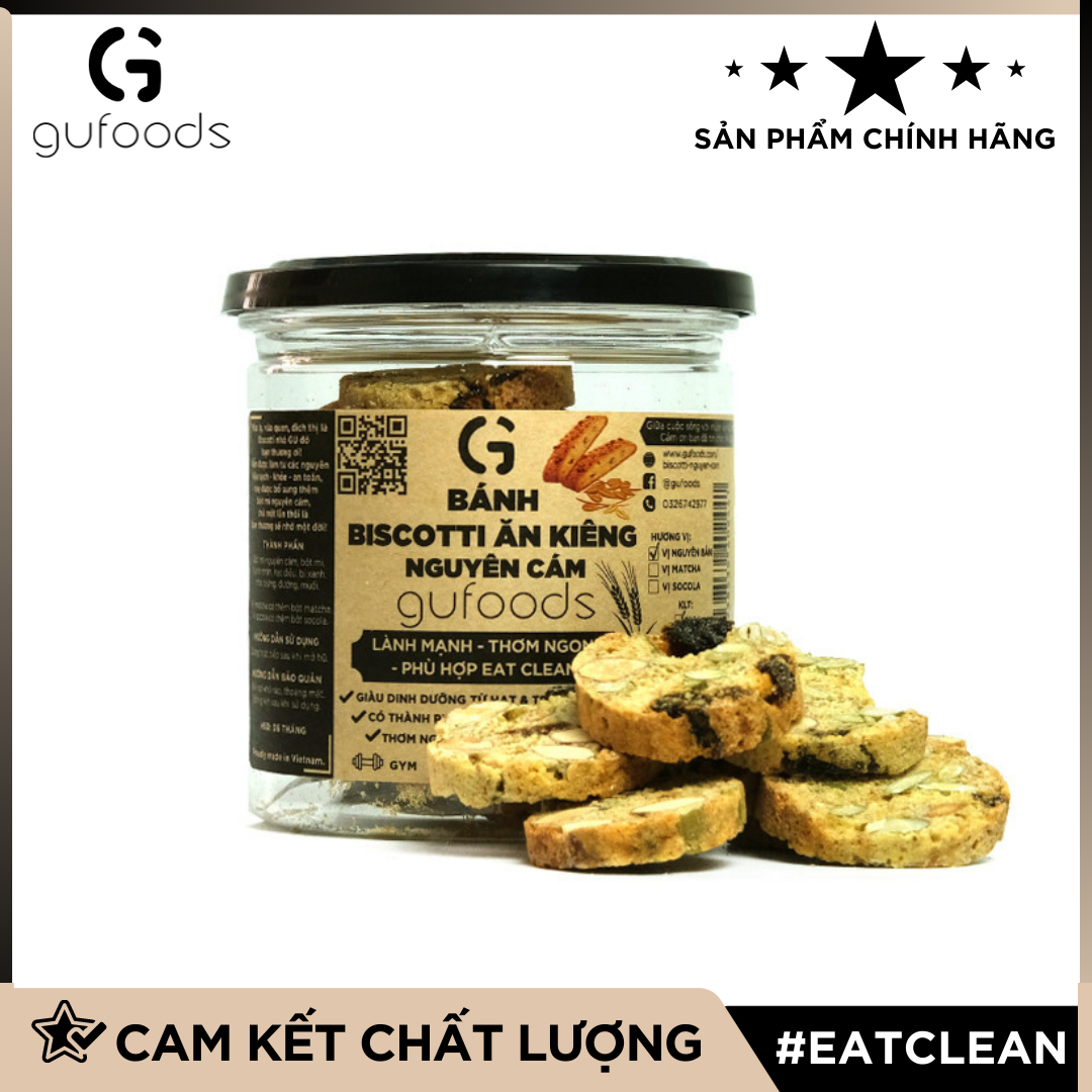 Bánh Biscotti nguyên cám thuần chay GUfoods - Lành mạnh, Thơm ngon, Phù hợp Ăn kiêng, Eat clean