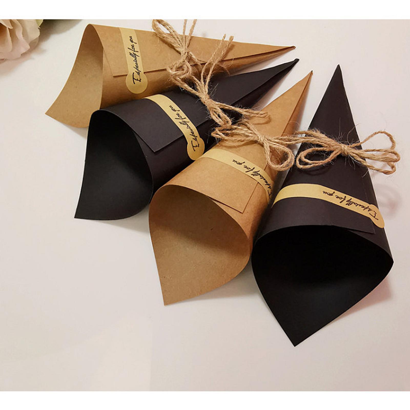 50Pieces Confetti Cones Wedding Cones Paper Cones for Wedding Party Brown