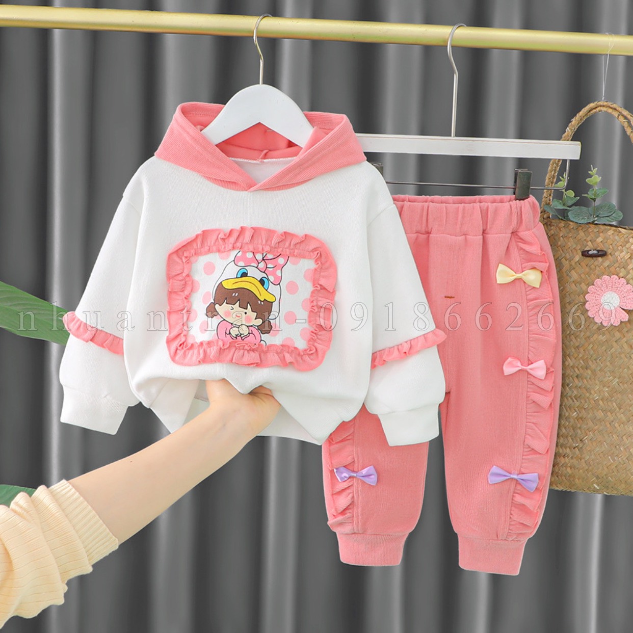 Bộ dài tay da cá bé gái hàng đẹp chuẩn size 3-17kg