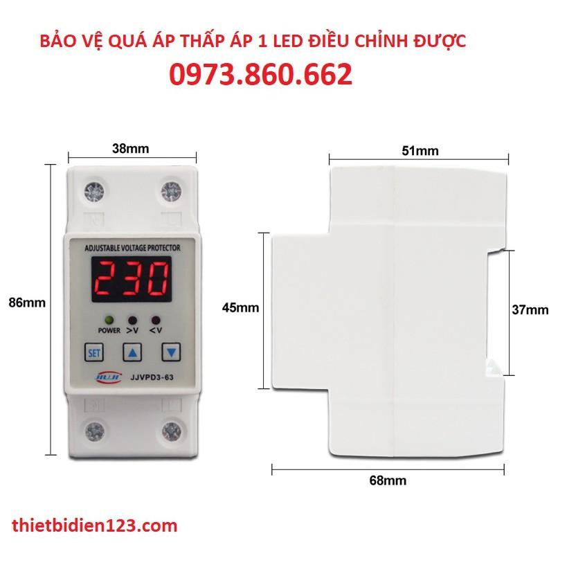 Thiết bị bảo vệ quá áp - thấp áp 1 pha 63A điều chỉnh được thông số