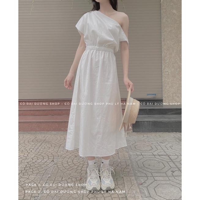 Váy lệch vai chun eo
