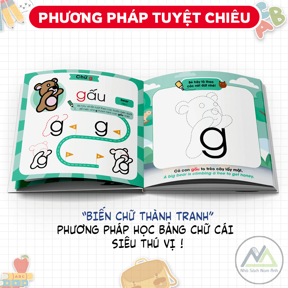 Combo Sách Làm Quen Chữ Cái Tiếng Việt  - Tập 1 + 2 TẶNG BỘ BÚT SÁP MÀU THIÊN LONG - Tác giả Dr. Pencil &amp; Rose