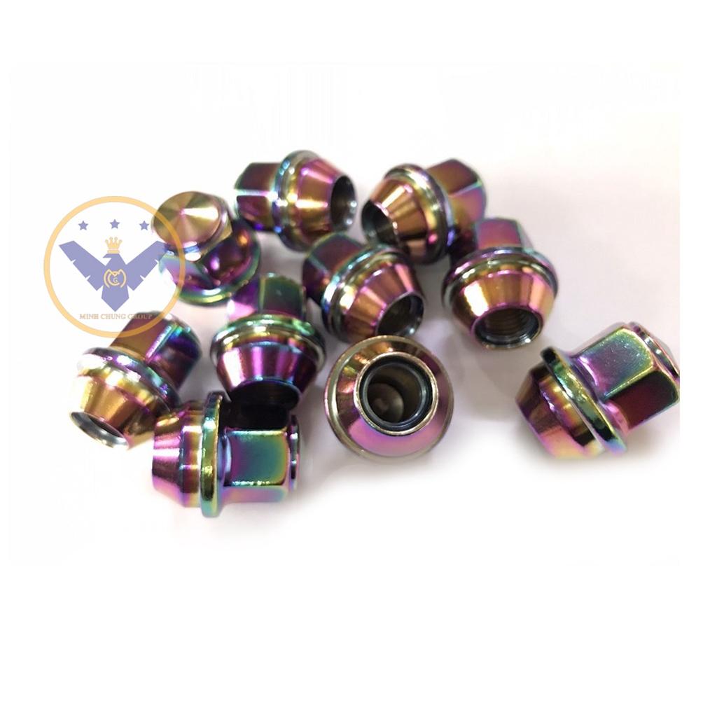 6 chiếc ốc đúc nguyên khối 7 màu lazang bánh xe - size 19, ren 1.5