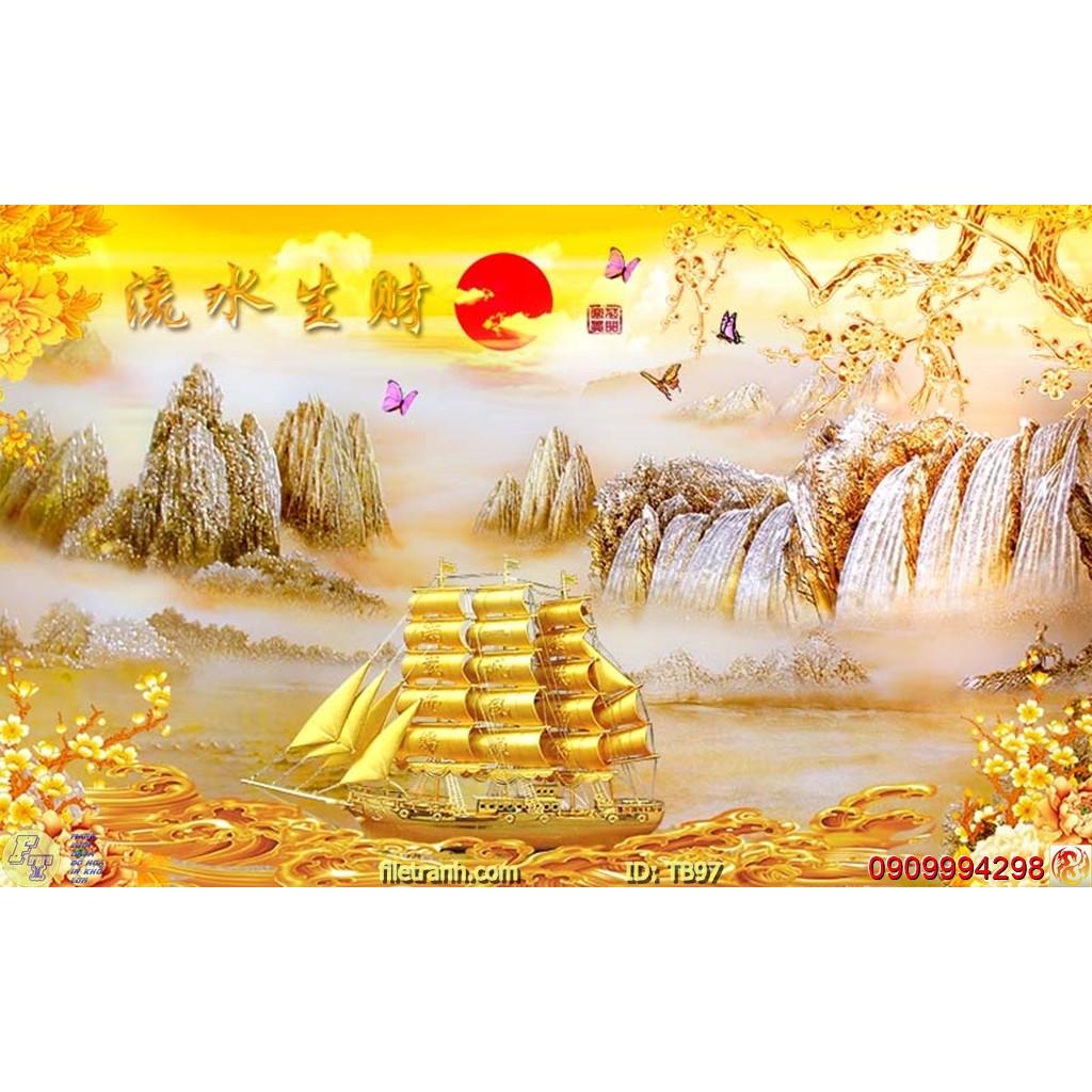 TRANH DÁN TƯỜNG 3D THUYỀN BUỒM