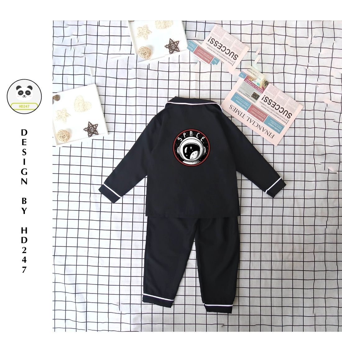 đồ ngủ pijama dài tay bé gái bé trai dễ thương size đại in hình SPACE phi hành gia cá tính 0314