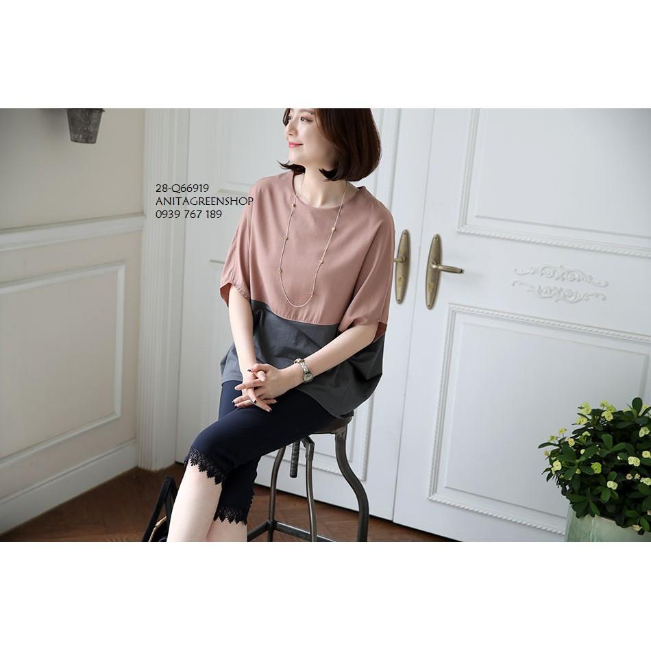 Q66919 ÁO KIỂU CÁNH DƠI PHỐI MÀU