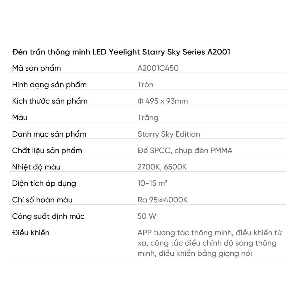 ĐÈN LED ỐP TRẦN THÔNG MINH YEELIGHT Starry Series A2001 (Xiaomi Youpin) - Bản Quốc Tế - Hỗ trợ Apple Homekit