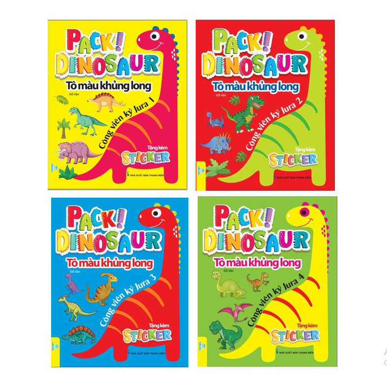 Sách - Combo 4 cuốn Tô Màu Khủng Long: Công viên kỷ Jura - ndbooks