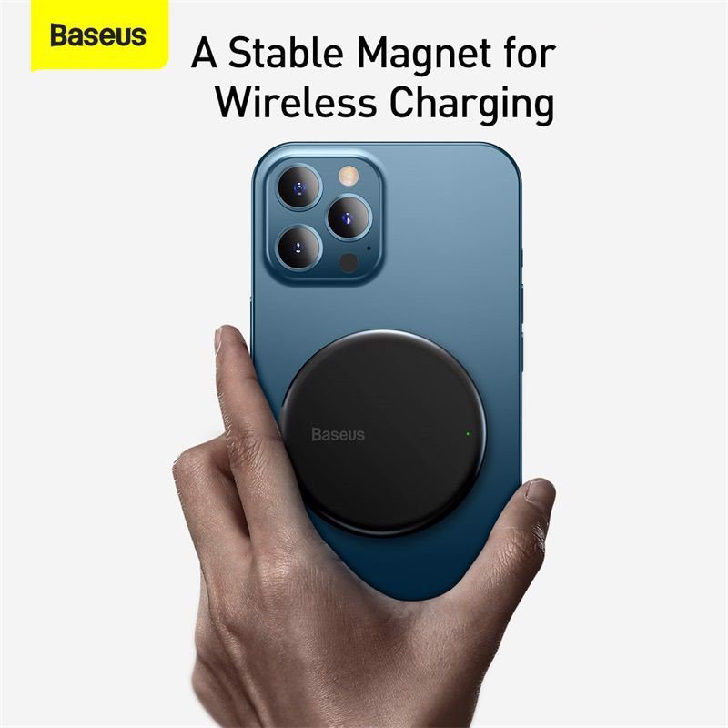 Đế sạc không dây nam châm Baseus Simple Mini Magnetic Wireless Charger dùng cho iPhone 12 Series (15W, Wireless Magsafe Quick charger) - Hàng chính hãng