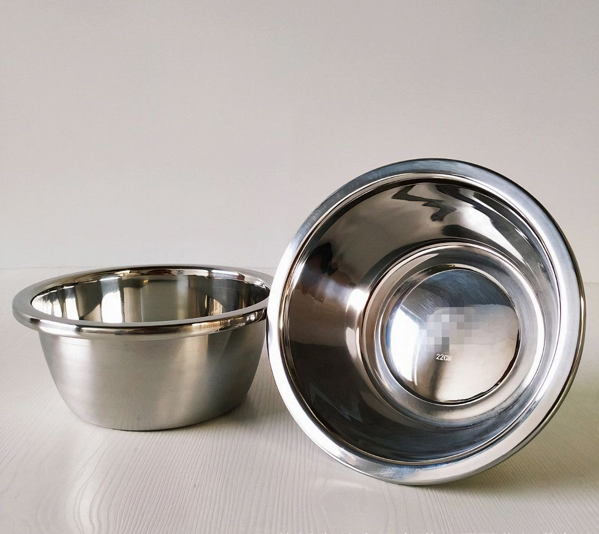 Thau inox KG87 rửa rau hoa quả, thực phẩm đa năng dày đẹp sâu lòng 22cm - Hàng chính hãng