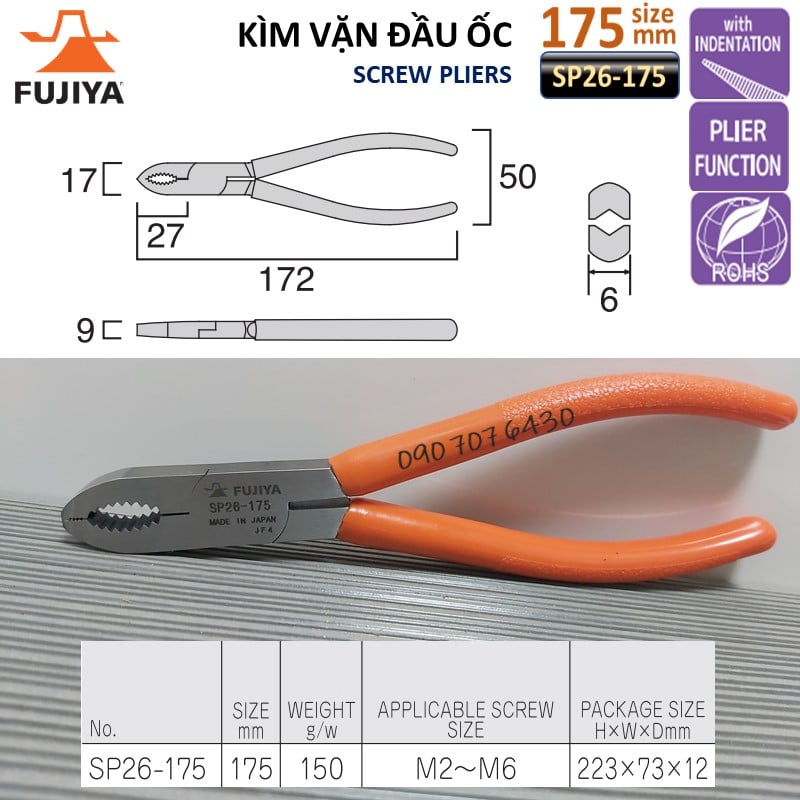 Kìm vặn đầu ốc Fujiya SP26-175