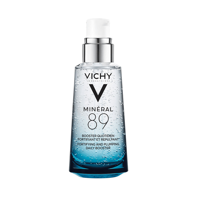 Bộ sản phẩm Dưỡng Chất Giàu Khoáng Chất Vichy Mineral 89 50ml Giúp Da Sáng Mịn Và Căng Mượt tặng Kem Dưỡng Vichy Aqualia Gel Cream 15ml và Túi đựng mỹ phẩm Vichy Pouche Blue