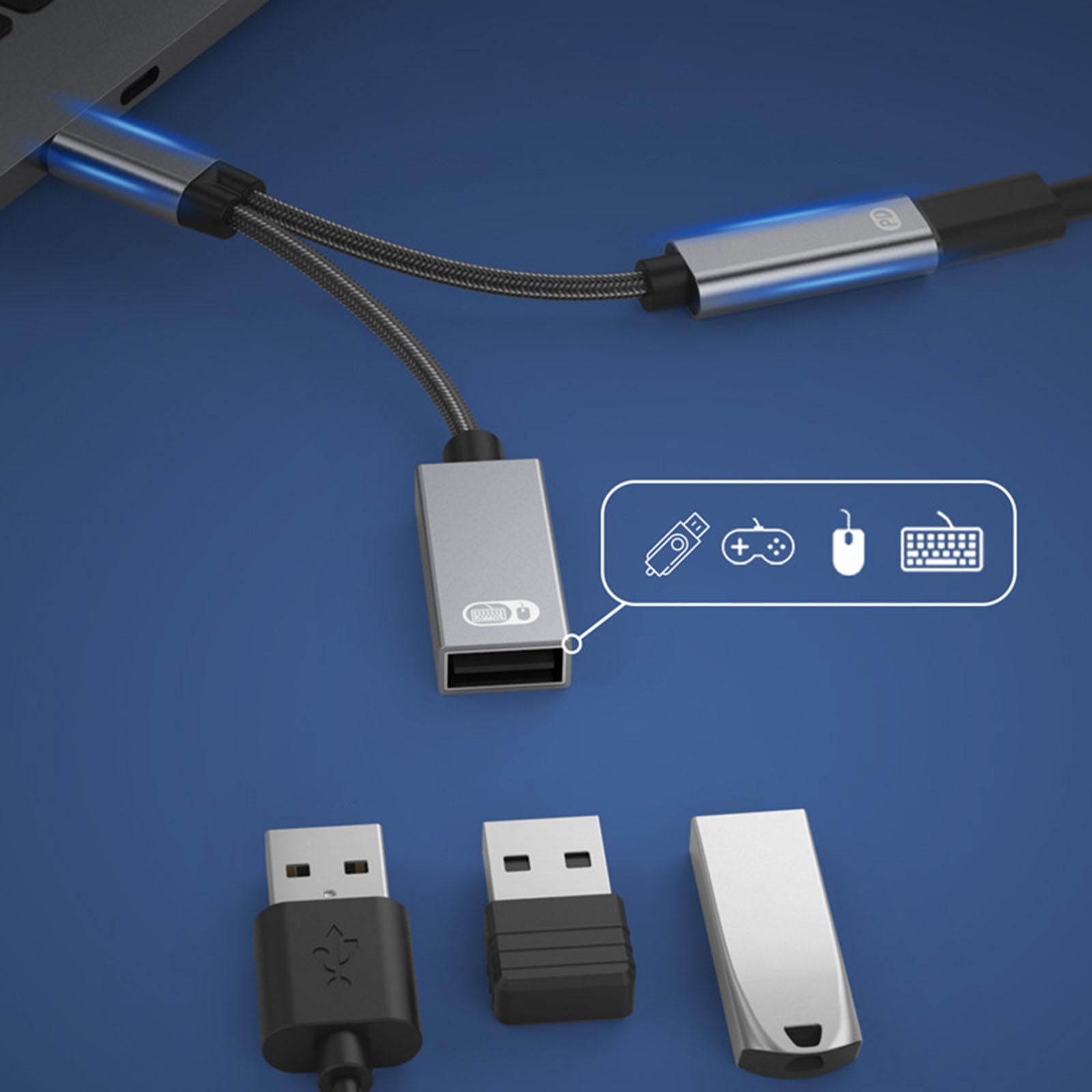 USB C OTG Adapter with Fast Charging Braided Cord PD 60W for Laptop