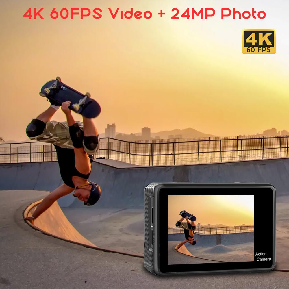 Camera Hành Động HD 4K 60fps 1080P 120fps WiFi 2 Inch 170D Ổn Định Chống Nước Dưới Nước Video Thể Thao Cam EIS Zoom 4x