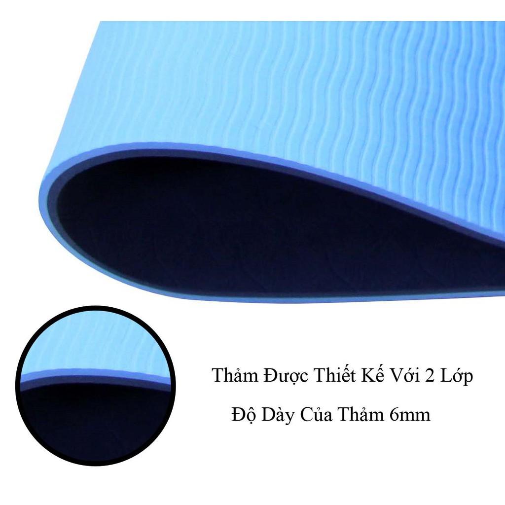 Thảm tập yoga 2 lớp 6mm chuẩn loại 1 - thể thao thể hình - dụng cụ tập yoga - gym