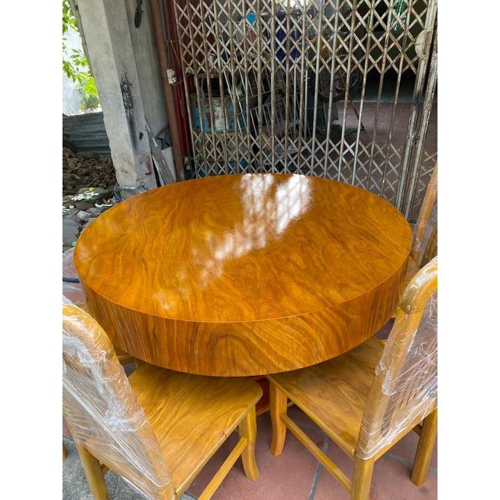 Bộ bàn ghế ăn bàn tròn 6 ghế gỗ hương vân nam phi