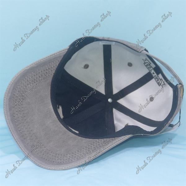 Nón kết vải bố 2 da oát cắt lông xịn khóa gài xịn, mũ lưỡi trai thêu chữ M phía sau thêu chữ EST 1987 - Nâu